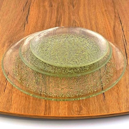 Red Pomegranate Collection Isla Dinner Plate Set, Clear & Gold - 12 Piece 0964-1